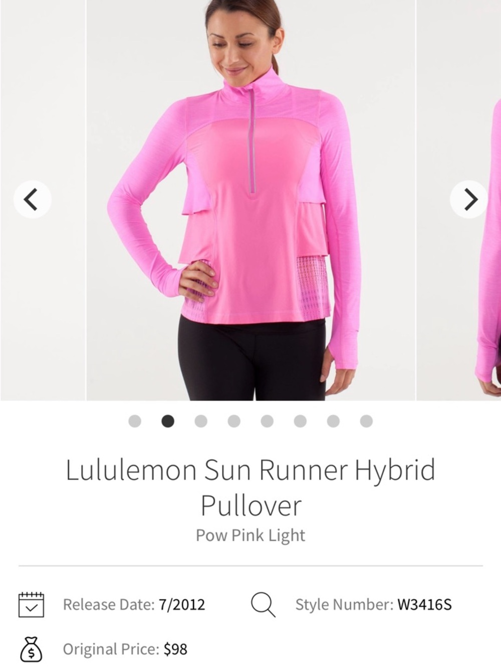 lululemon athletica Pow Pink Light Half-Zip Running Pullover